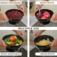 thumbnail image 6 of Metal Colander 2 Pack, 3.5 Quart Powder Coated Self-draining Solid Ring Base Metal Large Kitchen Pasta Vegetable Fruit Strainer with Handle (L-BLACK), 6 of 14