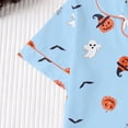 thumbnail image 5 of Curuila Toddler Girls Halloween Pajamas Set Short Sleeve Hallowmas Cartoon Print Lapel Button Down Pjs Tops With Shorts For Party Fashionable Homewear Blue Size 4-5 Years, 5 of 9