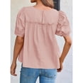 thumbnail image 3 of Summer Women Puffed Sleeve Tunic with A Waistband Casual T Shirt Loose Shirt, 3 of 4