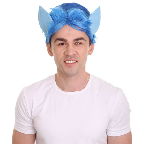 HPO Adult Men's Medium Length Middle Part Straight Barley Lightfoot Blue Wig