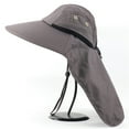 thumbnail image 2 of Bucket Hats Sun Protection Fishing Cap Shading Neck Guard Men And Women Outdoors Solid Color Pure Cotton Dark Gray Caps, 2 of 5