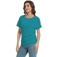 thumbnail image 3 of Women's Boat Neck Dolman Top, Short Sleeve, with Side Shirring Detail, Solid Color, 3 of 5