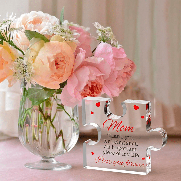 Barydat Mom Birthday Gift Engraved Acrylic Block Puzzle Birthday Presents  for Mom 3.35 x 2.76 Inch from Daughter Son Dad - Heartwarming Mom Birthday