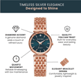 thumbnail image 2 of Ellen Tracy Women’s Rose Gold Bracelet Watch – Green Dial, Diamond Accent, Elegant Dress Fashion Watch, Quartz Analog, Gift for Women, 2 of 6