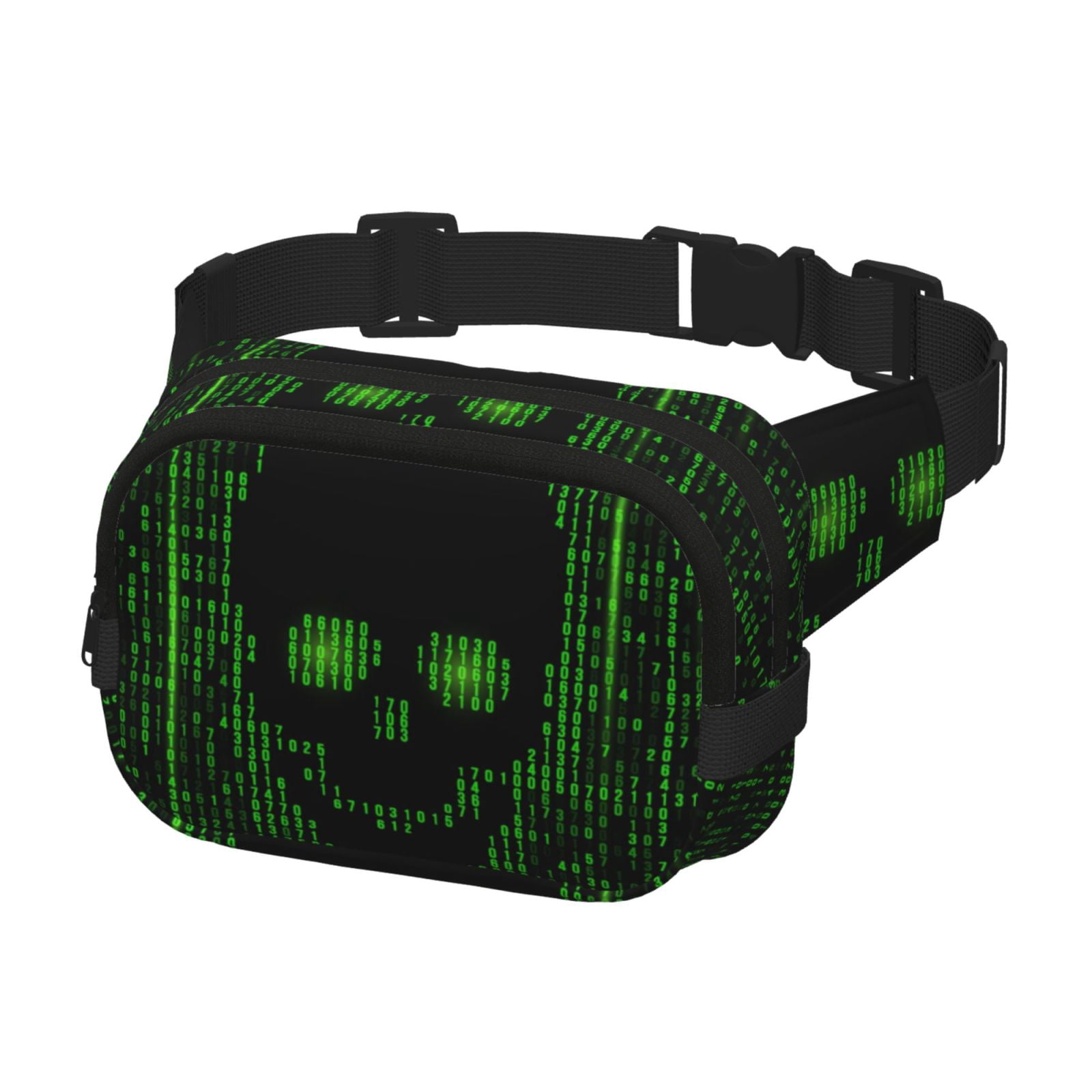 Picia Numbers Skull Print Square Double-Layer Waist Bag Mini Adjustable Waist Belt Bag Exercise Running Travel Hiking