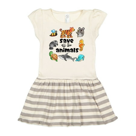 

Inktastic Save All the Animals- Cute Gift Toddler Girl Dress