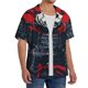 thumbnail image 2 of Balery Red Black Eastern Panda Warrior Camisa Casual de Manga Corta con Botones para Hombre, Texturizada, Estilo Cubano, para Playa, Verano-X-Large, 2 of 5