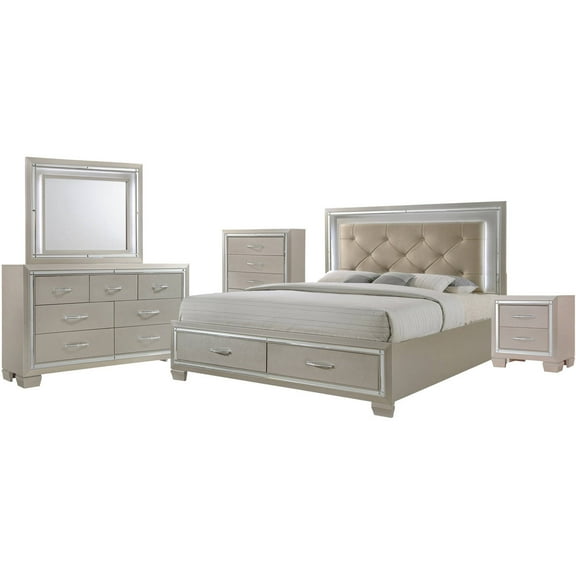 Picket House Furnishings Glamour King Platform Storage 5PC Bedroom Set