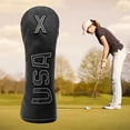 thumbnail image 4 of PU Golf Wood Headcovers, Driver 1 3 x Fairway Woods Funda protectora, Forro de felpa impermeable Golf Head Cover para regalo unisex, Equipo de golf Negro Blanco X Macarena Funda para palos de golf, 4 of 8
