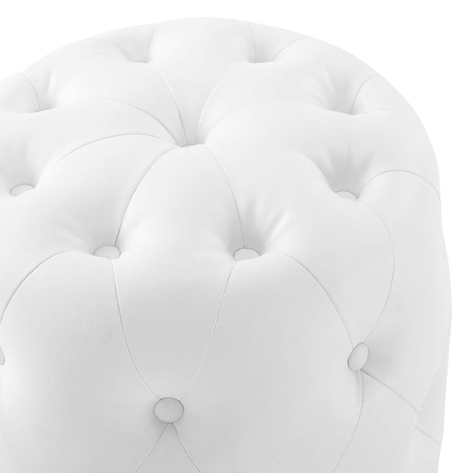 Modway Amour Tufted Button Round Faux Leather Ottoman in White