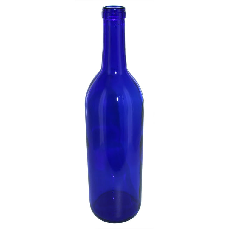 North Mountain Supply Botella de vino de vidrio con revestimiento de 1,5  litros, acabado de corcho de fondo plano, caja de 6 unidades, color azul
