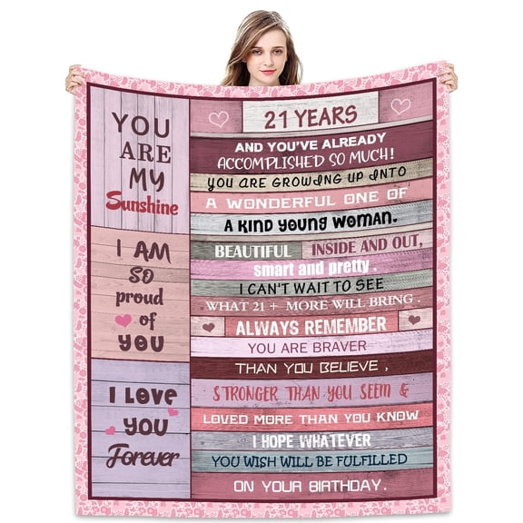 MMYGU 21st Birthday Gifts For Her Blanket 21st Decorations Turning 21 Gifts For Women Birthday Gift Ideas Fleece Blanket 30x40in