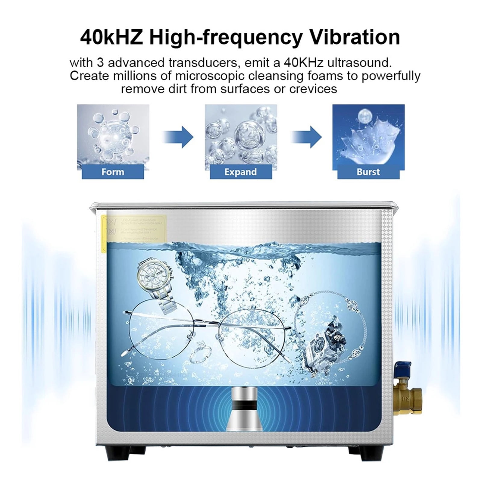Ultrasonic Cleaner 2L 3L 6L 10L 15L 30L Ultrasound Cleaning Machine Ultrasonic Cleaning Bath for Glasses Jewelry Dentures Lens