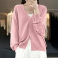 thumbnail image 5 of Womens Button Down Knit Cardigans Long Sleeve V Neck Casual Cardigan Sweaters Light Weight Loose Lounge Wear Fall Pink, M, 5 of 5