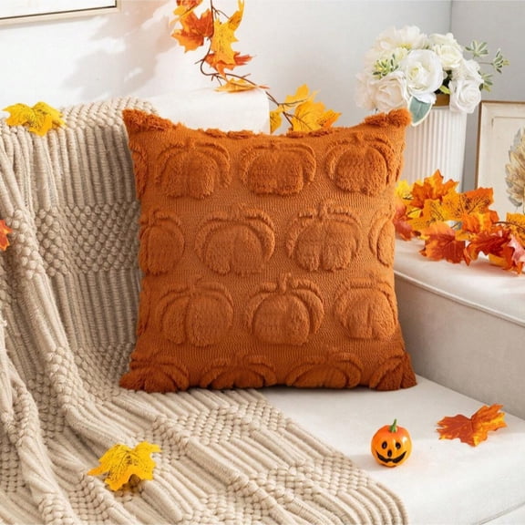 suxuMhao Dark Brown Decorative Pillow Cover - 18 x 18in 2-Piece Set,Big Pumpkin Pillow Cover,Soft Polyester Throw Pillow Covers,Couch Throw Pillows for Home Decor, Use for Living Room/Bedroom