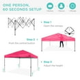 thumbnail image 3 of Best Choice Products 10x10ft Easy Setup Pop Up Canopy w/ 1-Button Setup, Wheeled Case, 4 Weight Bags - Hot Pink, 3 of 10