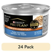 (24 pack) Purina Pro Plan Pate High Protein Wet Cat Food, Complete Essentials Tuna Entree in Sauce, 3 oz. Can