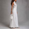 thumbnail image 6 of Dressy Casual Jumpsuits for Women Floral Lace Sleeveless High Neck Zipper Up Wide Leg Pants Jumpsuits, M, 6 of 6