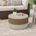 thumbnail image 2 of COSIEST Outdoor Round MgO Light Grey Centerpiece Coffee Table with Hemp Rope Decor, 2 of 6