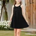 thumbnail image 4 of ShomPort Sleeveless Skirts for Girls Wide Strap Knee Length Tank Sundress Spring Summer Breathable Sequins Dresses, 4 of 8