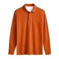 thumbnail image 5 of Fabrcox Men's White Polo Shirts Fall Big and Tall Collared T Shirts Long Sleeved M-4xl Casual Solid Color Basic Polo Shirts,Orange L, 5 of 5