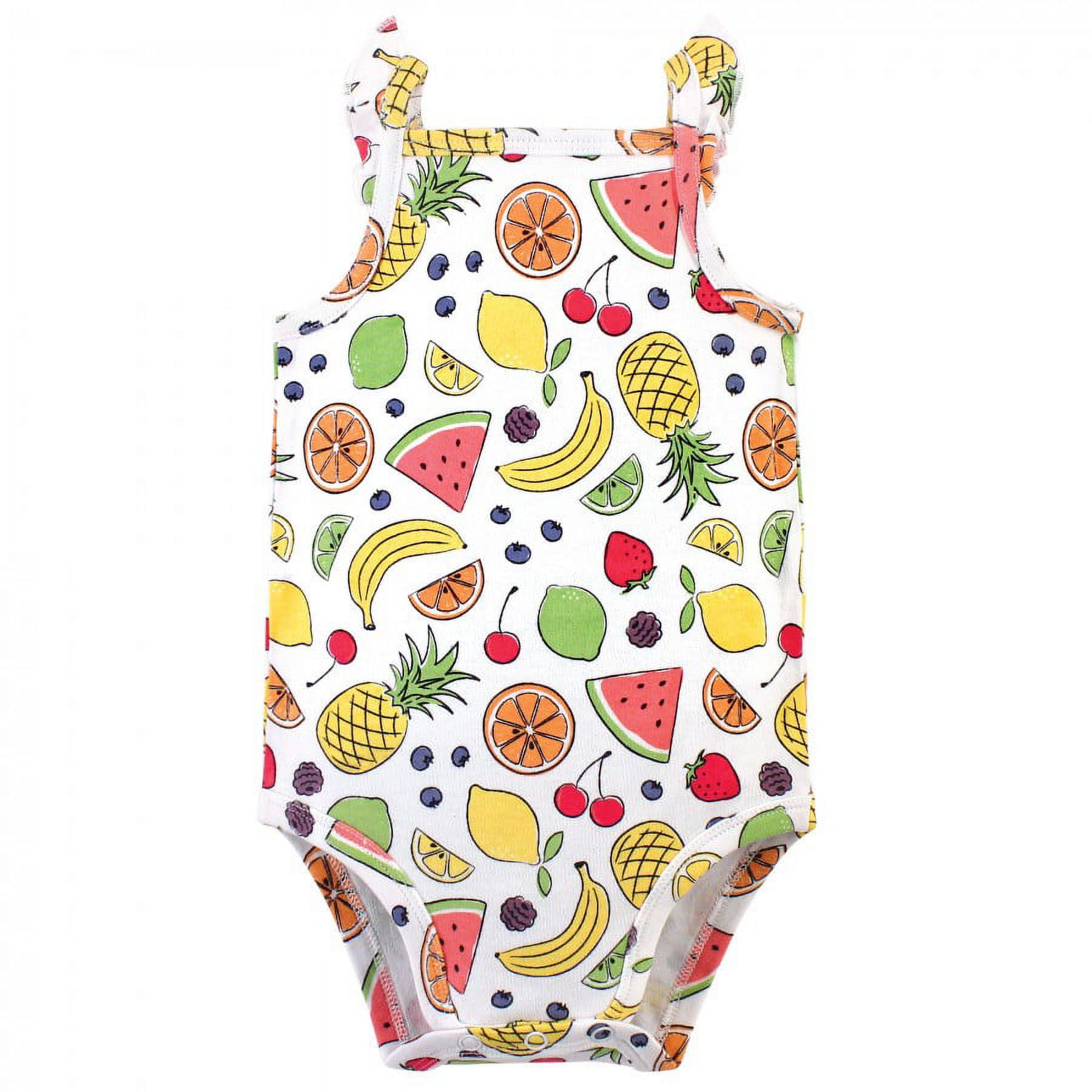 Touched by Nature Baby Girl Organic Cotton Bodysuits 5pk, Fruit, 12-18 Months