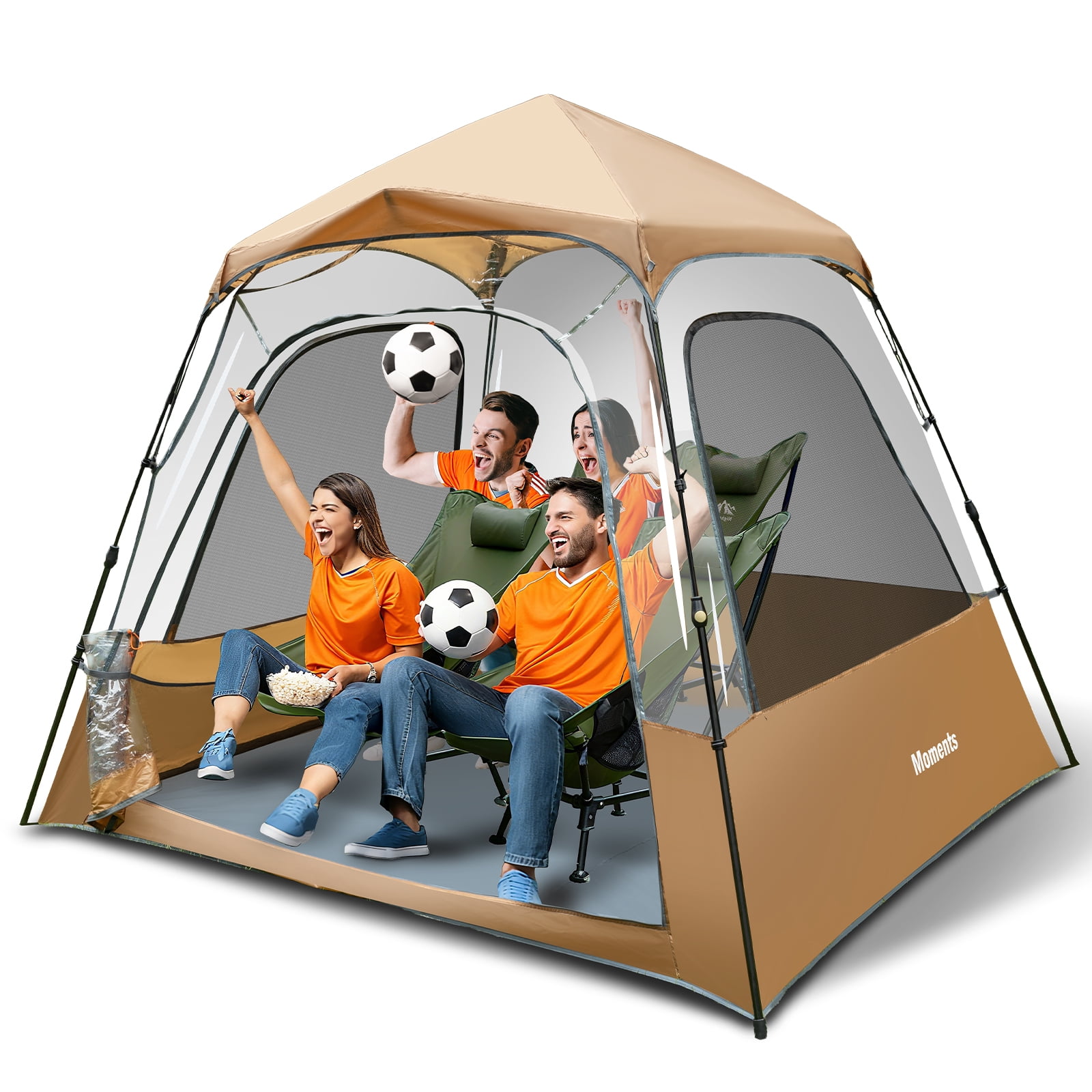 4-Person Instant Tent with Mesh Windows, Rainfly & Floor Mat – Easy Setup Camping Shelter for Sports, Picnic, Backyard, Beach