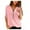 Pink, variant on Womens Tops Under $5 Women'S Chiffon Casual V Neck Long Sleeve Zipper Front Loose Shirt Top Blouse