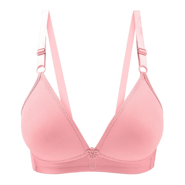 SBYOJLPB The Summer I Turned Pretty Woman'S Three-Breasted Comfortable Lace  Gathered Together Daily Bra Underwear No Rims (Pink)