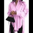 thumbnail image 1 of Camisas de Botones Extragrandes para Mujer, Blusas de Larga con Aberturas, Corte Alto y Bajo Rosa XL, 1 of 8