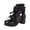 Black, variant on Women Platform Lace up Ankle Boots Bow Fluffy Ball Becor Chunky Heels Winter Fashion Casual Cosplay Shoes Black Size 7.5