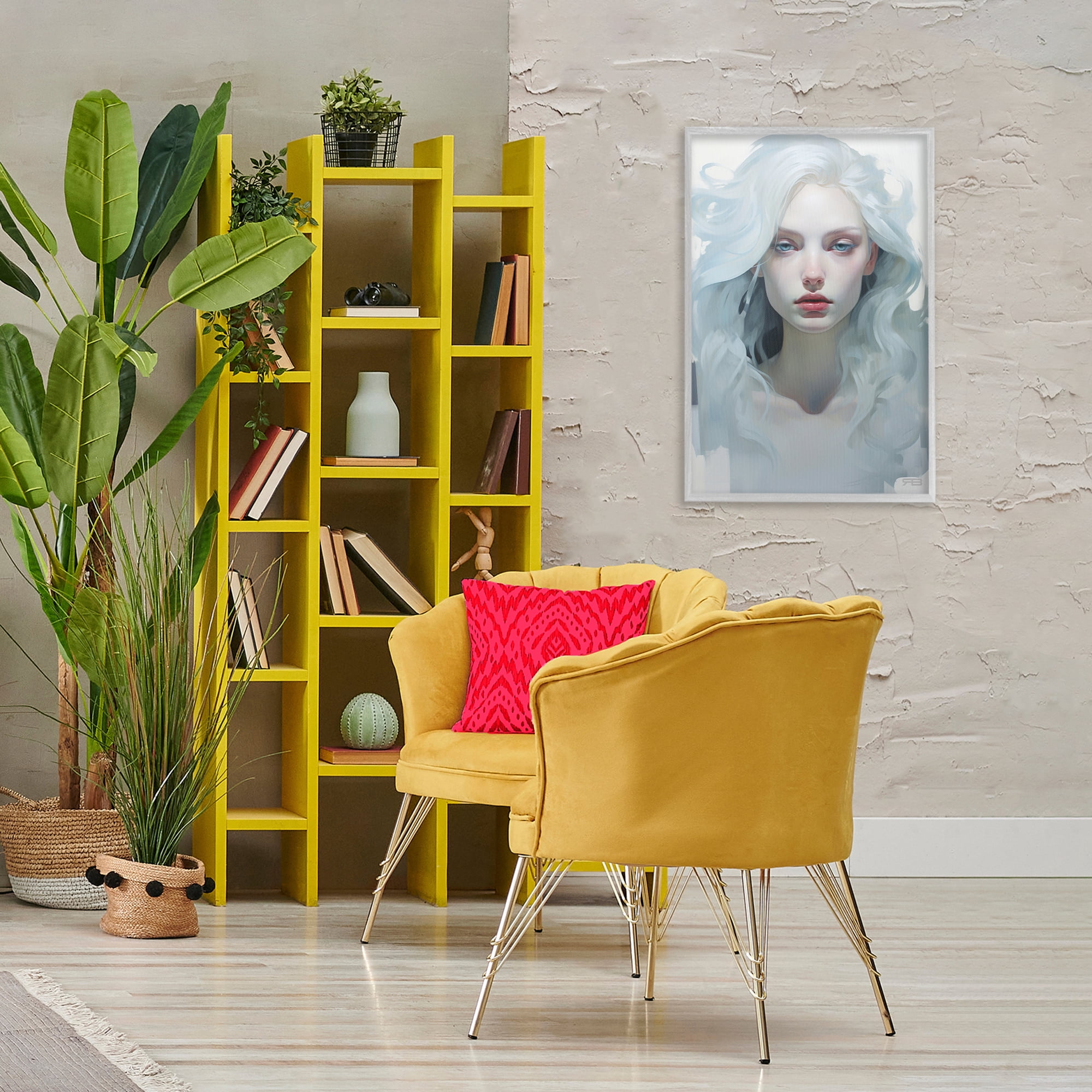 Stupell Industries Flowing Hair Visage Novelty Painting Gray Framed Art Print Wall Art, 20 x 30