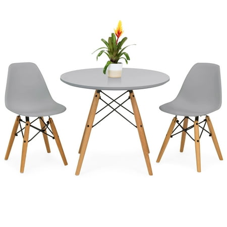 Best Choice Products Kids Mid-Century Modern Eames Style Dining Room Round Table Set with 2 Armless Wood Leg Chairs, (Best Round Dining Tables)