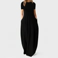 thumbnail image 2 of outfmvch plus size summer dresses black dress plus size solid color o-neck short sleeve long skirt dress womens dresses black xxl, 2 of 5
