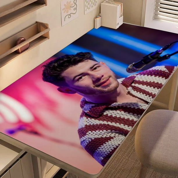 Nick Jonas alfombrilla de escritorio/mesa extra-grande con base antideslizante de cuero y diseño temático; versátil para escritorios de ordenador, mesas de comedor, etc.40*60cm