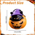 thumbnail image 3 of olkpmnmk Resin Black Cat On Pumpkin Figurine with Purple Witch Hat, Mini Halloween Figurines for Dollhouse Halloween Village Accessories, Halloween Fairy Garden for Home Mantel Party Decor, 3 of 4