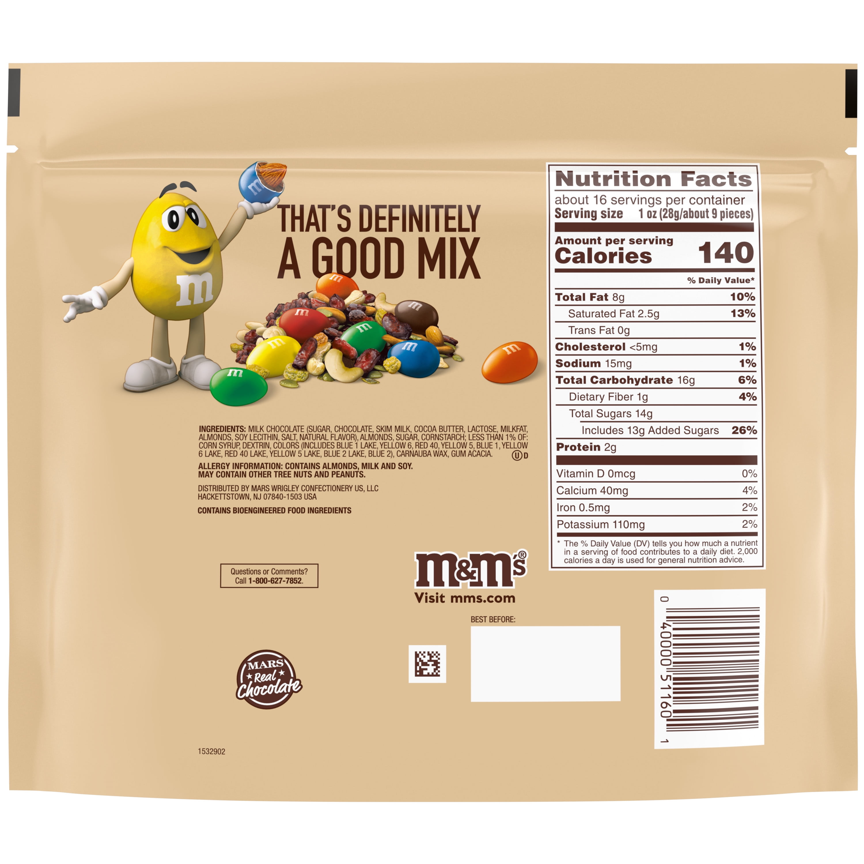 M&M'S Almond Milk Chocolate Candy Family Size Resealable Bulk