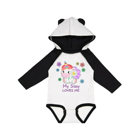 

Inktastic My Sissy Loves Me- cute unicorn Gift Baby Boy or Baby Girl Long Sleeve Bodysuit