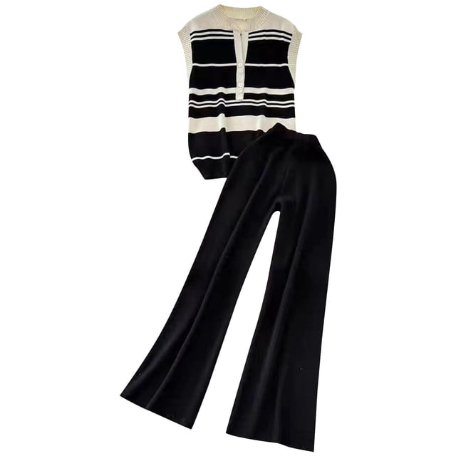Hauts de Mode pour Femmes, Shorts avec Taille Élastique, Ensembles de Pantalons Longs à Manches Courtes et Col Rond Décontractés pour Femmes