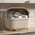 thumbnail image 1 of EastVita Dish Drying Rack, Bottle Drying Rack With Transparent Flip Cover, Pullable Drain Tray, Detachable Chopstick Barrel, Bottom Drainage Hole, Dish Storage Box, 1 of 8