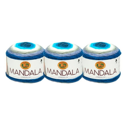 UPC: 0842093111955 | Lion Brand Yarn Mandala Mermaid Self-Striping Light Acrylic Multi-color Yarn 3 Pack