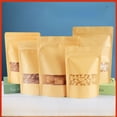 thumbnail image 1 of Bolsa de papel kraft con ventana Bolsa para envasar alimentos con frutos secos Bolsa de papel kraft esmerilado con autosellado Bolsa con soporte Bolsa con sellado para té, 1 of 3