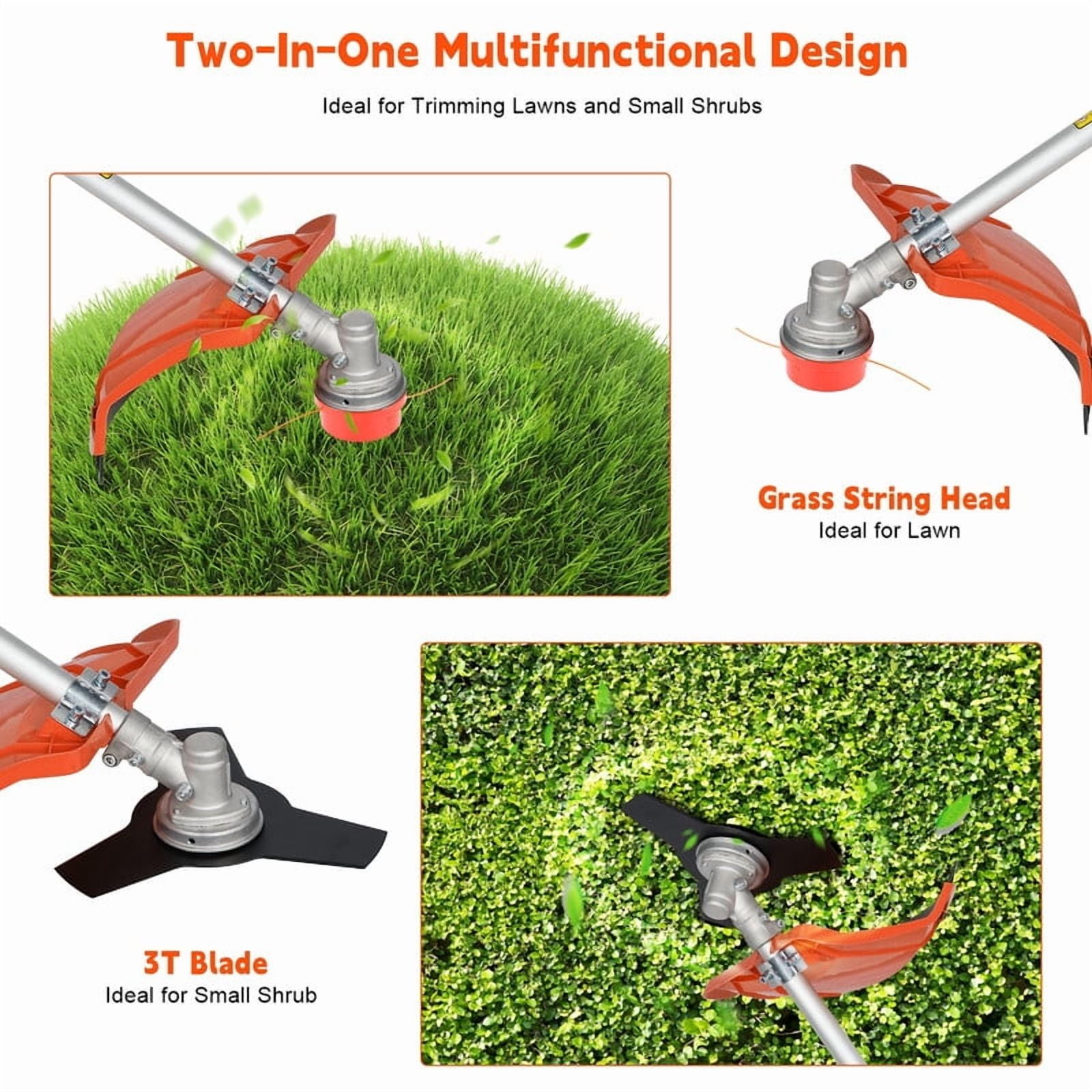 2 in 1 Weed Wacker Gas, 52cc 2-Stroke Gas Weed Eater, String Trimmer/Edger with with Extension Pole, 8500RPM Strong Power & 2025 Upgraded Weed Eater Gas Powered for Yard and Garden