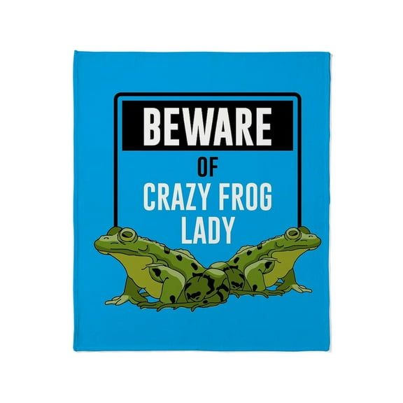 CafePress - Beware Of Crazy Frog Lady Throw Blanket - Soft Fleece Throw Blanket, 50"x60" for All Ages