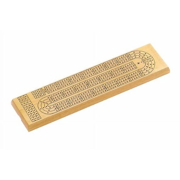 CHH 2425 15" 3 Track Wooden Cribbage Board & 9 Plastic Pegs, Natural