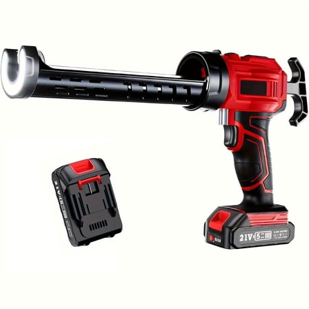 21V Cordless Caulk Gun with LED Light - 10oz/300ml, 4 - Speed Adjustable, Includes Battery and Charger