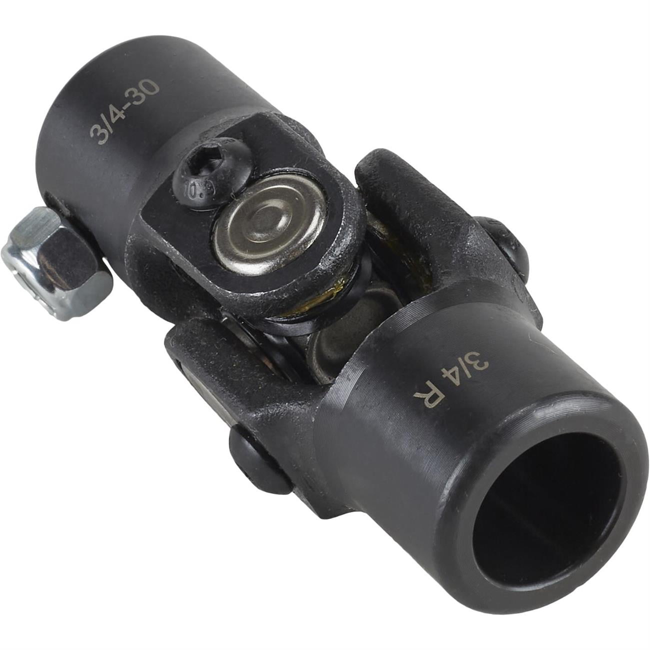 Speedway Motors Small GM Power Steering U-Joint, 1978-Up 3/4-30 Spline to 3/4 Round Forged Steel Steering Shaft Coupler with Black Oxide Finish