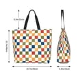 thumbnail image 5 of Pofeuu Floral Checkerboard Print Reusable Grocery Bags - Washable, Foldable, Packable Tote, Large Handles, Heavy Duty, Zippered Top Pouch, 5 of 8