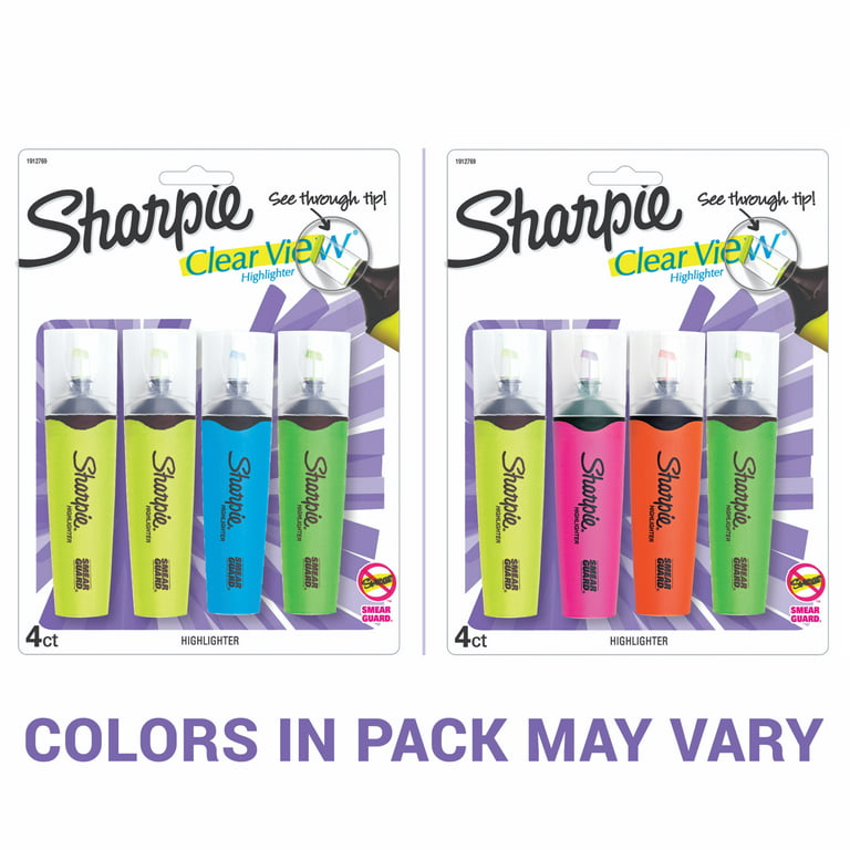 Sharpie Clear View Highlighters, Chisel Tip, Assorted Colors, 4 Count 