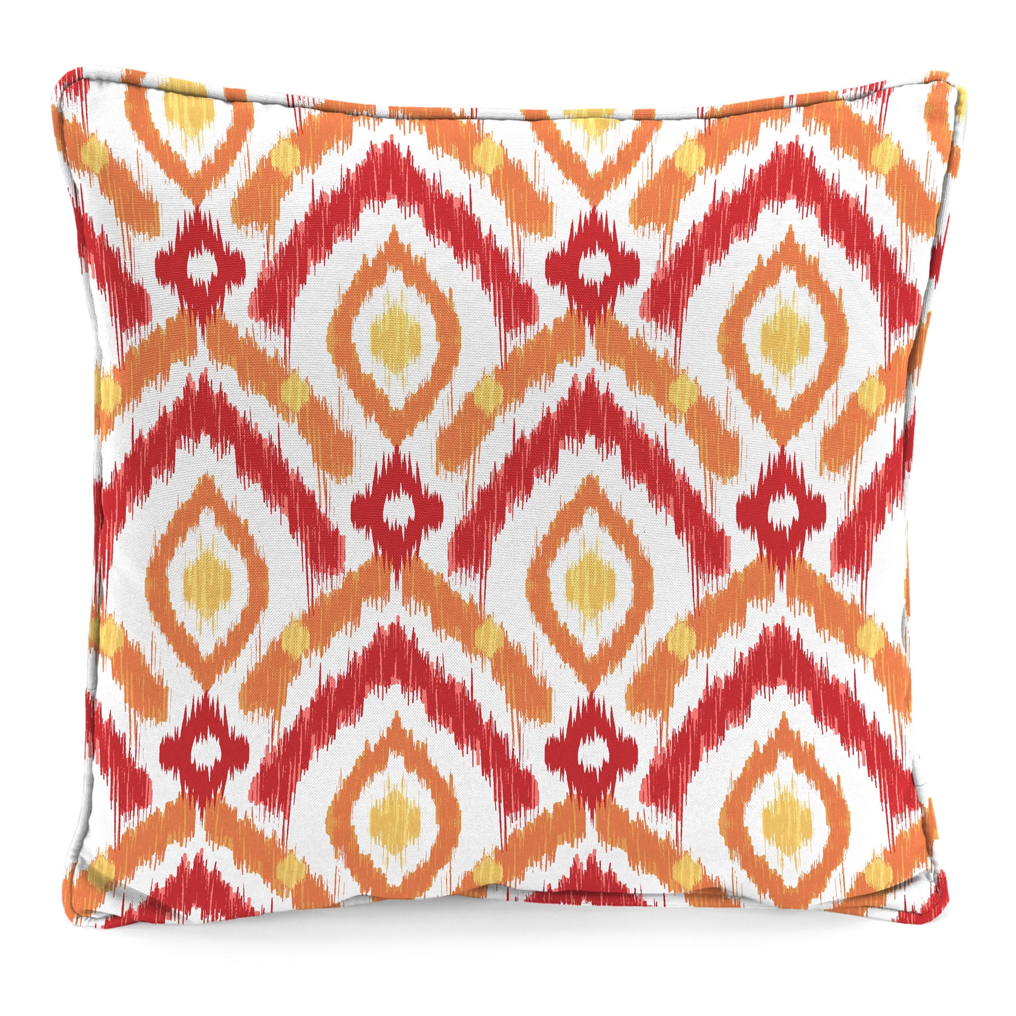 Jordan Manufacturing 16" x 16" Pitazzo Zinnia Orange Ikat Square Outdoor Throw Pillow with Welt (2 Pack)